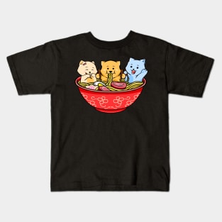 Ramen noodles and cats Kids T-Shirt